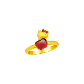 【Just Gold 鎮金店】Hello Kitty 蘋安萌福 黃金戒指