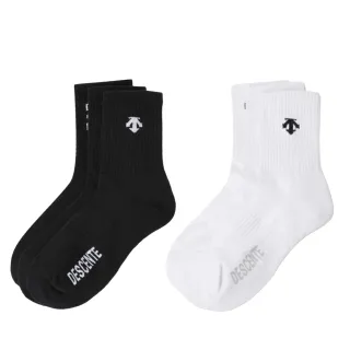 【DESCENTE】迪桑特 中性 中筒緩震運動襪 三入組(白色/黑色)
