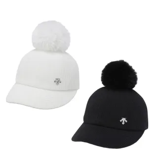 【DESCENTE】迪桑特 女士 運動帽 可拆毛球棒球帽(黑色/白色)