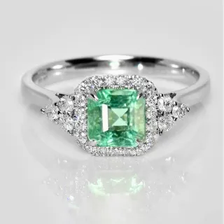 【似曾國際珠寶】現貨 IGI 18K白金 0.98克拉 Square Emerald Cut 哥倫比亞祖母綠戒指(天然哥倫比亞祖母綠)