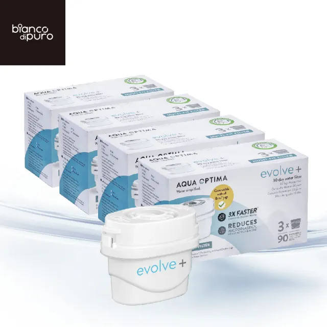 【Bianco di puro 彼安特】英國 Aqua Optima Evolve 五重精濾濾芯 12入(4盒3入裝/適用Brita)