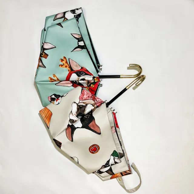 【iTa.a】日式復古金勾勾輕量晴雨摺疊傘(法鬥和牠的節慶馬卡龍限定版-Tiffany綠)