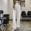 【MsMore】闊腿口袋黃金線牛仔褲高腰顯瘦小個子窄版直筒長褲#124194(5款任選)