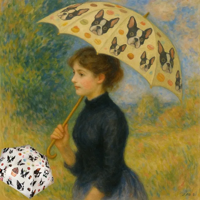 【iTa.a】交換禮物 日式復古金勾勾輕量晴雨摺疊傘(法鬥和牠的節慶馬卡龍限定版-糜糜駝)