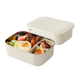 【MASIONS 美心】PLUSH 活悅 可微波頂級不鏽鋼抗刮耐磨完全分隔便當盒(1200ml 3格)