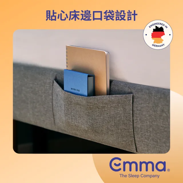 【德國Emma】北歐風床架 雙人特大183*212cm 深灰色款(德國工藝設計 舒適睡眠體驗)