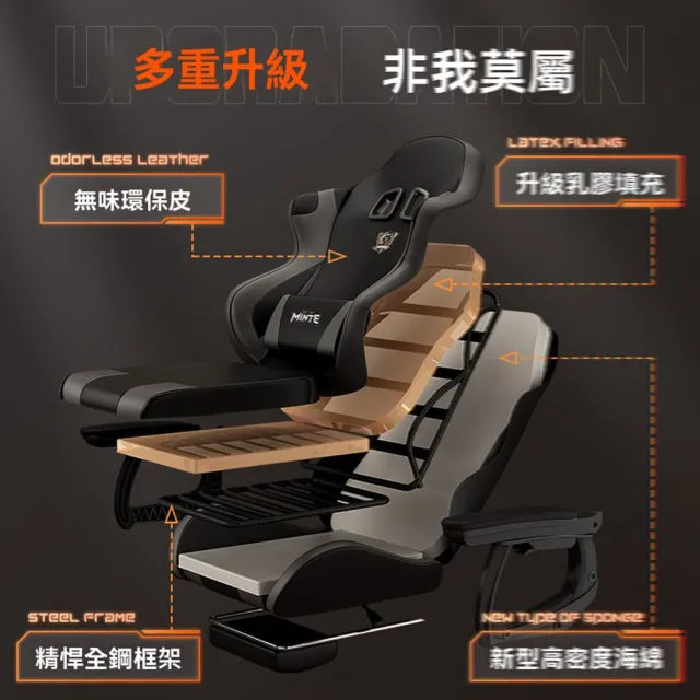 【w諾司迪旗艦店】二代pro可躺 貓抓皮乳膠坐墊+逍遙(電競椅 電腦椅 人體工學椅 辦公椅 直播椅 預購15天)