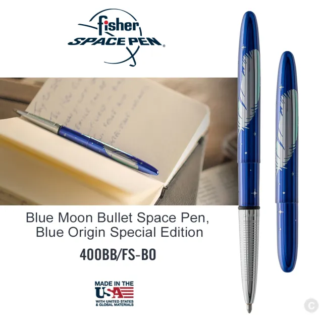 【fisher】Space Pen Blue Origin Special Edition 子彈型太空筆-藍色(#400BB/FS-BO)
