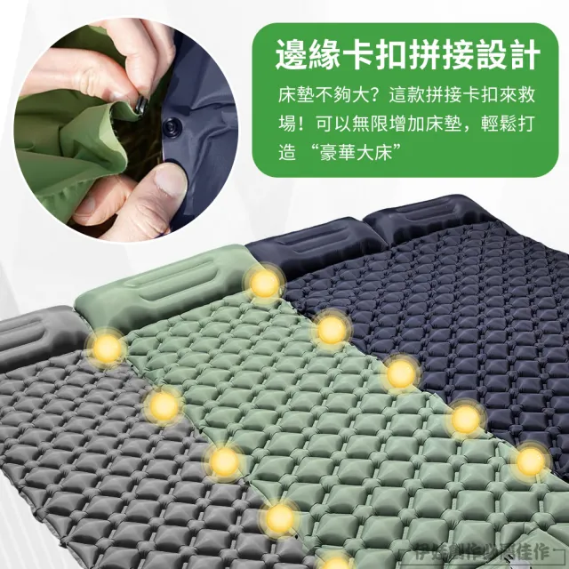 【IDREES 伊德萊斯】自動充放氣加厚充氣床墊 可拼接帶枕式氣墊床 露營野餐防潮墊 帳篷充氣床墊(附收納袋)