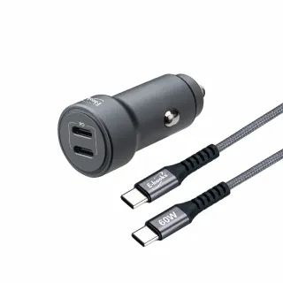 【E-books】B87 車用60W鋁合金雙PD 3.0+60W C to C 快充傳輸線組