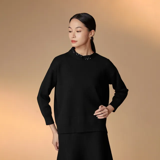 【giordano ladies】領口珠片設計針織上衣(02353558)