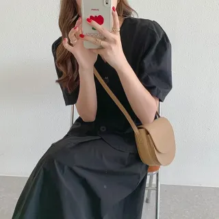 【LEEHER】雙11 真皮包包/牛皮包包/馬鞍包/女士包包/高級感/簡約風格/通勤小包包/單肩斜背包/包