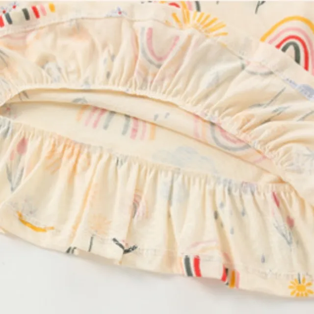 【橘魔法】彩虹太陽花長版上衣(短袖上衣 棉T 娃娃衫 女童 兒童 童裝)