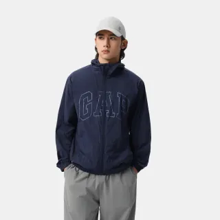 【GAP】男裝 Logo印花防曬連帽外套-海軍藍(730837)