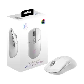 【MSI 微星】VERSA 300 WIRELESS WHITE-白 超輕量無線電競滑鼠-60克/ 三模連線