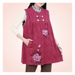 【花鈿】緹花盤釦手繪造型背心-紫.黑(WH3902)