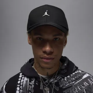【NIKE 耐吉】休閒帽 男 女 U J RISE CAP S CB MTL JM 喬丹 運動帽 老帽 棒球帽 黑色(HM5750010)