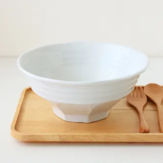 【WANDU 瓦讀】日本製美濃燒純白陶瓷8吋拉麵碗1000ml(碗 湯碗 麵碗 多用井 丼飯 泡麵碗)
