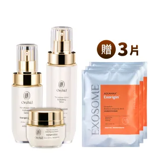 【AQUAMAX 奧科美氏】全方位肌泌修護組-化妝水+精華+霜(蘭花外泌體/保濕鎖水/撫平細紋/彈潤透亮)