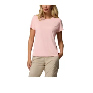 【Columbia 哥倫比亞】女款-防曬UPF50涼感快排短袖上衣-粉紅(UAR85320PK/JS)