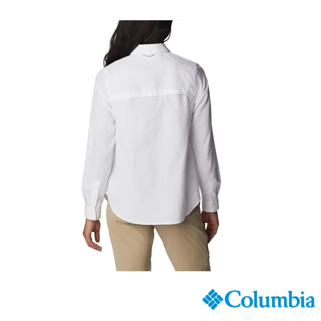 【Columbia 哥倫比亞】女款-防曬UPF50快排長袖襯衫-白色(UAR03560WT/JS)