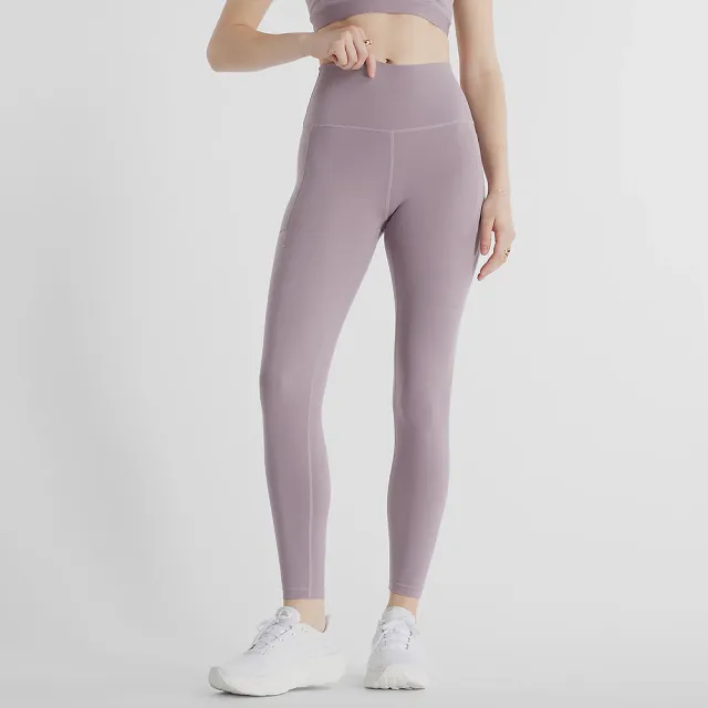 【NEW BALANCE】NB 緊身長褲 女款 運動褲 瑜珈 美規 粉紫 WP41124ICW