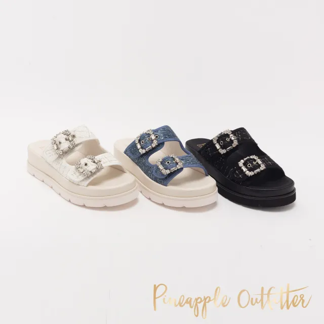【Pineapple Outfitter】小香風寬帶厚底拖鞋 RIEL(白色)