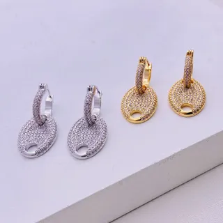 【MoonDy】耳環 飾品 女生耳環 鑲鑽 豬鼻子耳環 小香風 法式耳環 垂墜耳環 顯瘦 耳飾 歐美