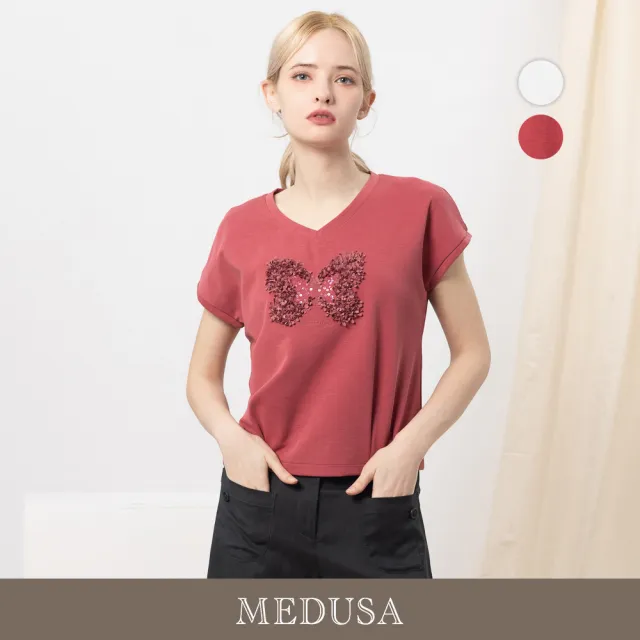 【MEDUSA 曼度莎】現貨-立體造型蝴蝶短袖修身T恤 - 2色(M-XL)|女短袖T恤 女休閒上衣(601-31201)