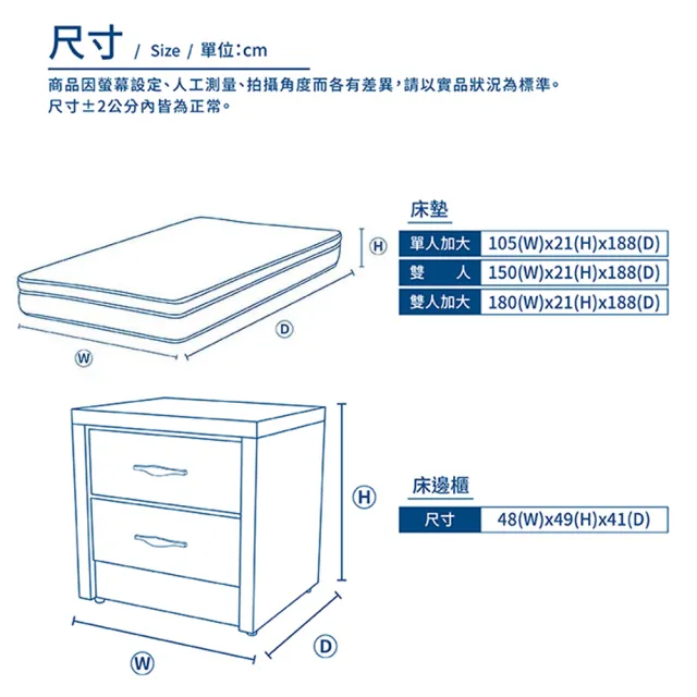 【A FACTORY 傢俱工場】派蒙 簡約收納房間5件組-單大3.5尺(床頭箱+床墊+三抽收納+邊櫃+4x7衣櫃)