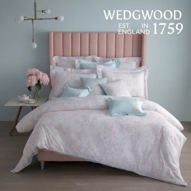 【WEDGWOOD】100%天絲印花兩用被床包枕套四件組 加大(櫻花之舞｜60支300織)