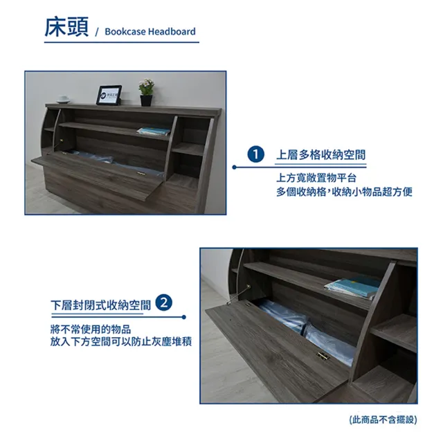 【A FACTORY 傢俱工場】派蒙 簡約收納房間2件組-單大3.5尺(床頭箱+六分床底)