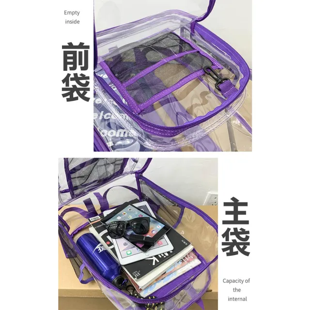 【COMET】雙11 PVC透明雙肩後背包-拉鍊式(雙肩背包 後背包 透明背包 時尚背包 書包 學生包/8813)