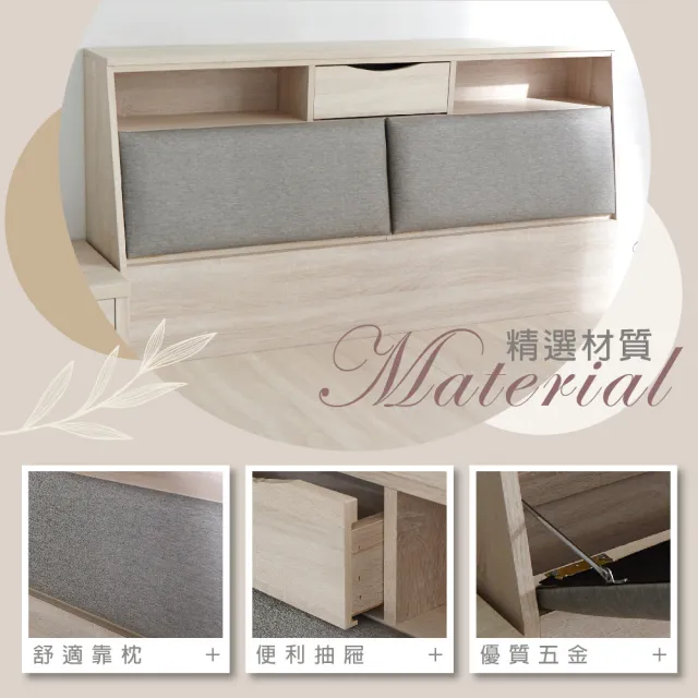 【藤原傢俬】愛麗絲單抽貓抓皮收納床頭箱雙人加大6尺(不含床架)