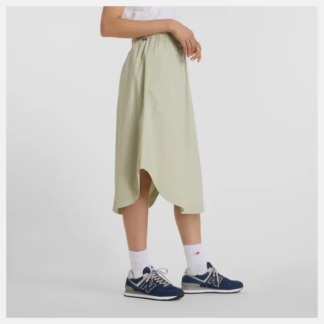 【NEW BALANCE】NB 抽繩長裙 女 運動裙 美規 綠 WK51551OVN