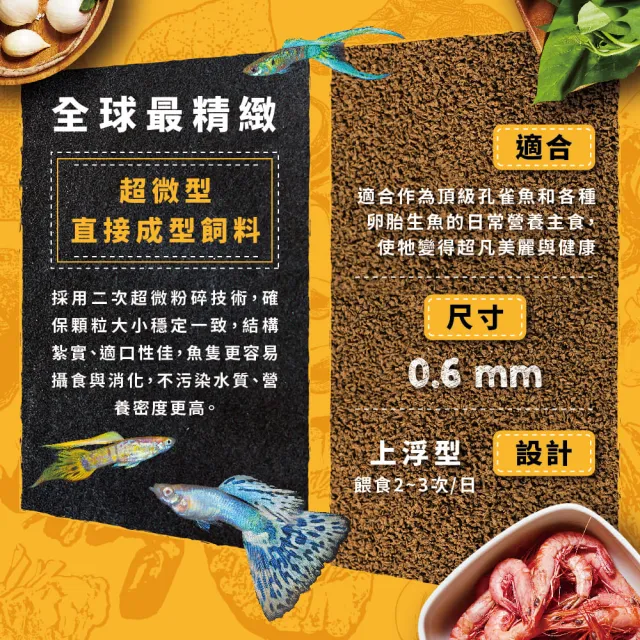 【Ultra Fresh 鮮蝦食譜】APEX孔雀魚-全營養天然成長配方120ml(孔雀魚飼料 劍蝦 昆蟲 益生菌  魚飼料)