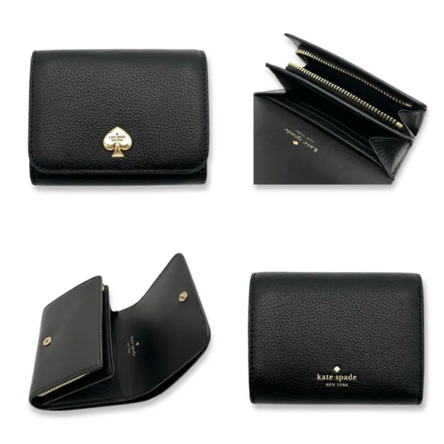 【KATE SPADE】女生 短夾 荔枝皮革 扣式掀蓋 多層收納 信封式 皮夾 中夾(KK056)