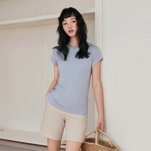 【BODYAIR】小袖子圓領天絲羊毛上衣(T恤.襯衣.鬆軟.CASUAL)