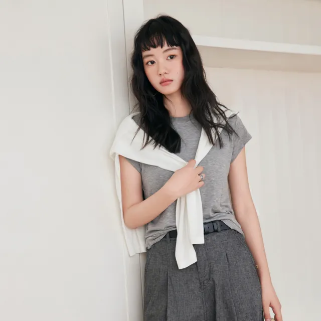 【BODYAIR】小袖子圓領天絲羊毛上衣(T恤.襯衣.鬆軟.CASUAL)