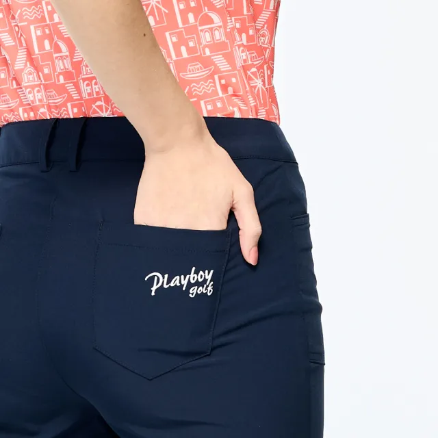 【PLAYBOY GOLF】女款後貼口袋高爾夫休閒八分褲-深藍(高爾夫球褲/KE25101-58)