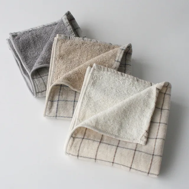 【KONTEX】原廠正貨 100%日本製 GRAPH系列自然格紋有機棉毛巾方巾 34x33cm
