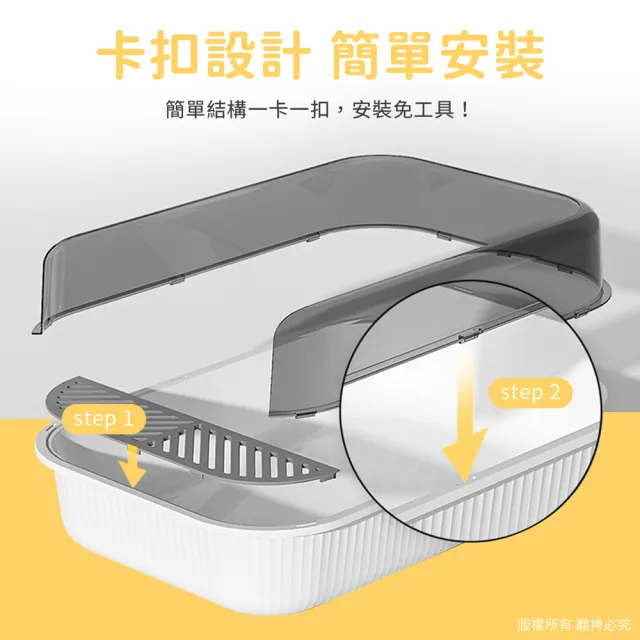 【貓本屋】加高圍欄開放式貓砂盆(附貓砂鏟)