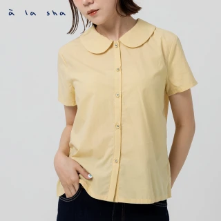 【a la sha】蘋果貓排排站繡花襯衫