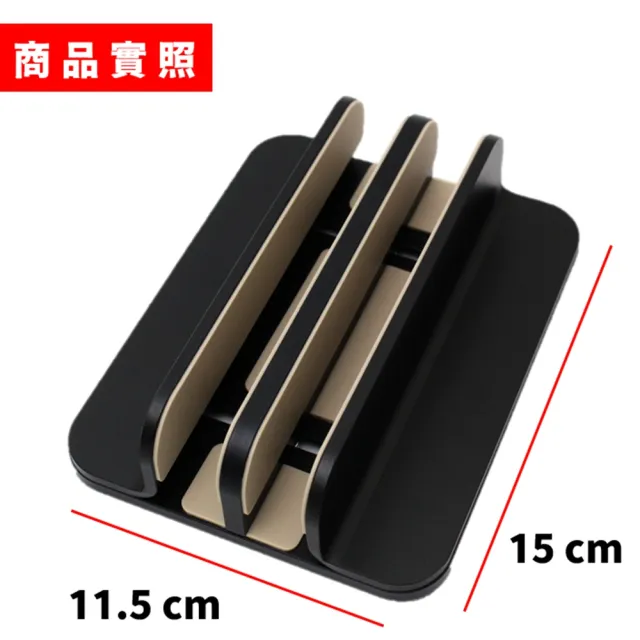 【tFriend】適用手機平板Macbook雙槽鋁合金縷空支架 黑色(手機架/平板筆電架/Macbook架)