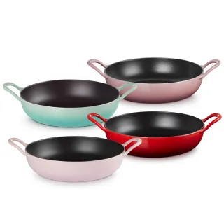 【Le Creuset】BBQ鑄鐵煎鍋26cm(錦葵紫/薄荷綠/櫻桃紅/雪紡粉 4色選1)
