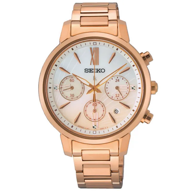 【SEIKO 精工】LUKIA 王淨廣告款 太陽能海芋面盤刻紋優雅腕錶(SSC918J1 / V175-0FC0P)