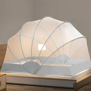 【匠藝家居】升級鋼骨七骨蚊帳 折疊蚊帳 1.8M雙人床蚊帳(七個骨架超穩固 A類母嬰級 全金屬折疊支架)