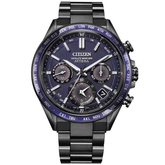 【CITIZEN 星辰】ATTESA 廣告款 光動能GPS衛星對時錶/紺星款44.6mm(CC4059-64L)