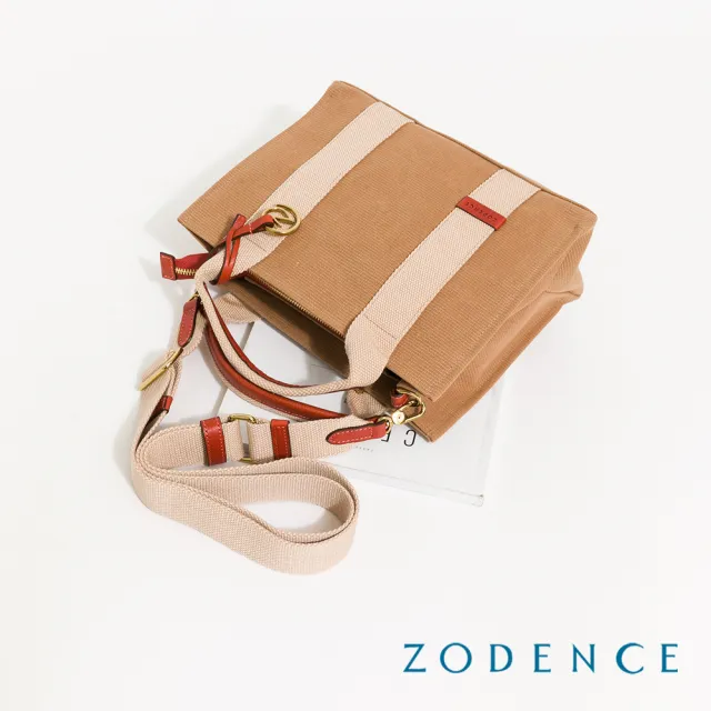 【ZODENCE 佐登司】SAFARI恆彩帆布商務休閒手提斜背方包-小(駝)