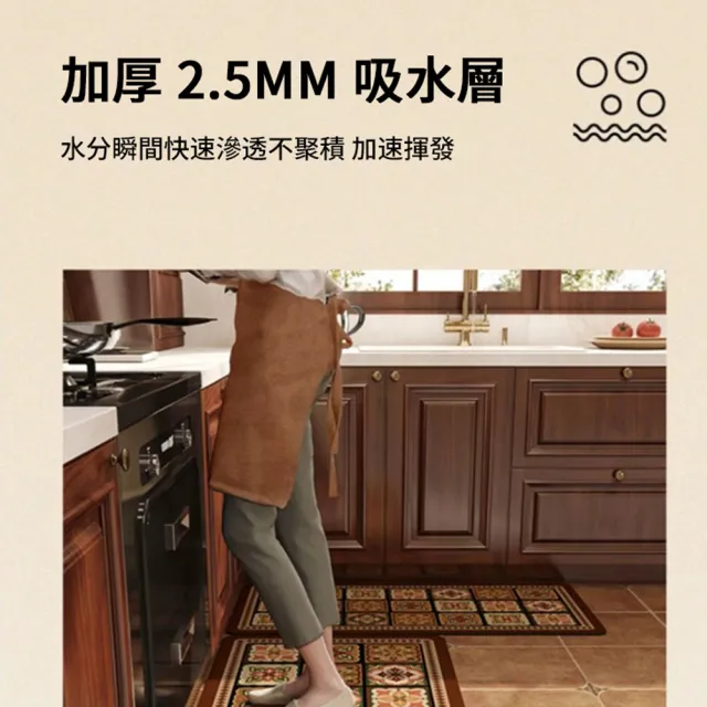 【kingkong】復古輕奢矽藻泥廚房地墊 40x60+40x120cm 防滑吸油地墊 腳踏墊 吸水地墊